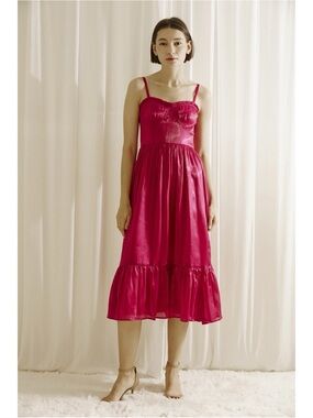 Storia Fuchsia Pink Spaghetti-Strap Midi Dress